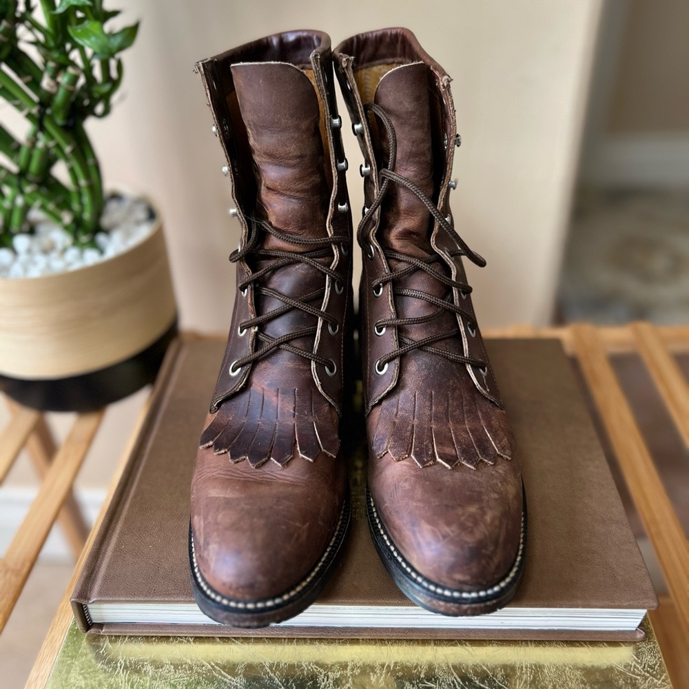 Tony Lama Kiltie Fringe Boots Red Wing